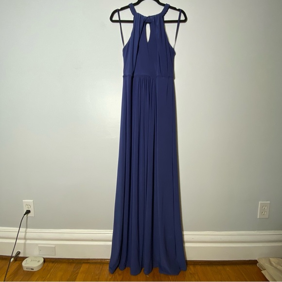 Long Blue Formal Halter Dress - UK12 - Picture 2 of 5